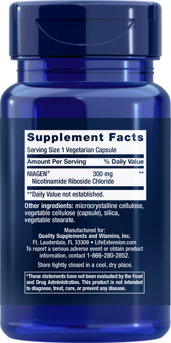 Life Extension NAD+ Cell Regenerator Nicotinamide Riboside 300mg 30 Vegetarian Capsules: Longevity Support, Revitalizing Energy