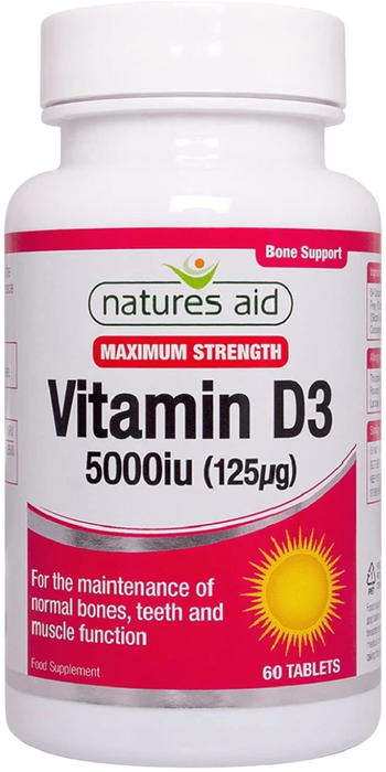 Natures Aid Vitamin D3 5000iu High Strength 60 Tablets