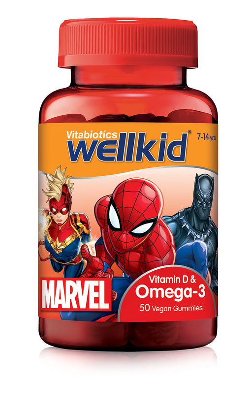 Vitabiotics WellKid Vitamin D & Omega 3 Vegan Soft Jellies 7-14 Yrs Marvel Pack