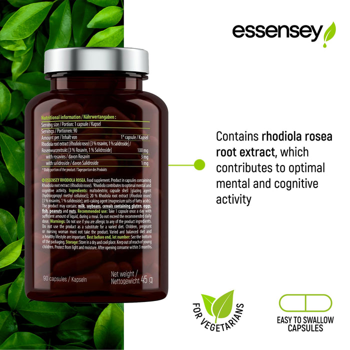 Essensey Rhodiola Rosea, 100mg - 90 caps - Ashwagandha at MySupplementShop by ESSENSEY