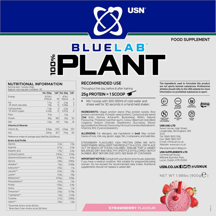 USN 100 % Pflanzenprotein 900 g Schokolade