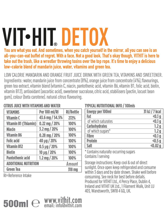 VITHIT Detox 12x500ml Mandarin & Orange Best Value Tea at MYSUPPLEMENTSHOP.co.uk