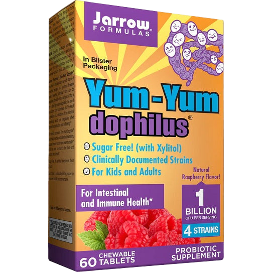 Jarrow Formulas Yum-Yum Dophilus, 1 Billion CFU (Raspberry) - 60 chewable tabs