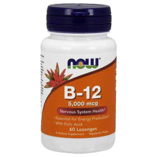 NOW Foods Vitamin B-12 mit Folsäure, 5000 mcg – 60 Lutschtabletten