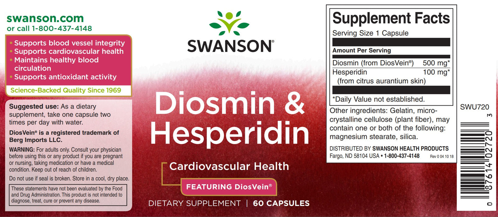 Swanson Diosmin &amp; Hesperidin – 60 Kapseln
