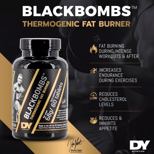 DY Nutrition Black Bombs Fatburner-Ergänzungsmittel, 60 Tabs, geschmacksneutral