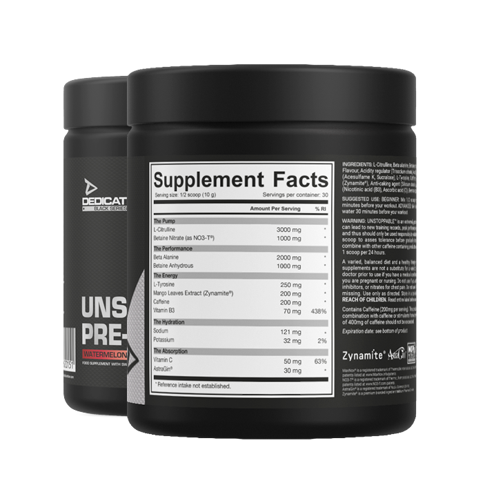 Dedicated Nutrition Unstoppable Pre Workout 300g - Booster d'entraînement légendaire