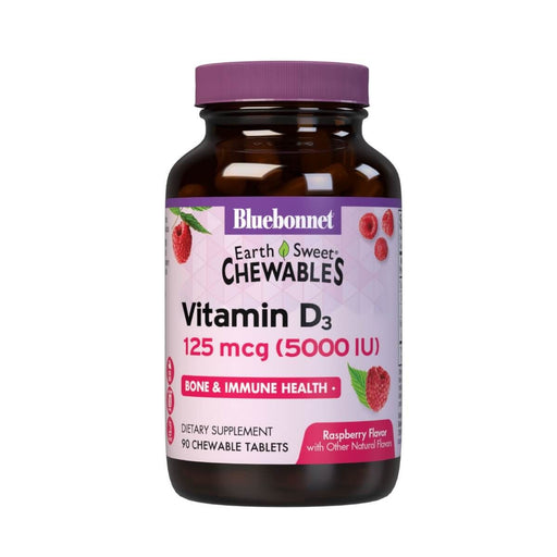 Bluebonnet Earthsweet Chewables Vitamin D3 5,000iu 90 Raspberry Tablets | Premium Supplements at MYSUPPLEMENTSHOP