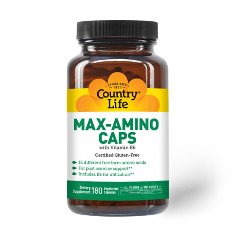 Country Life Max-Amino Caps with Vitamin B6 180 Capsules | Premium Supplements at MYSUPPLEMENTSHOP