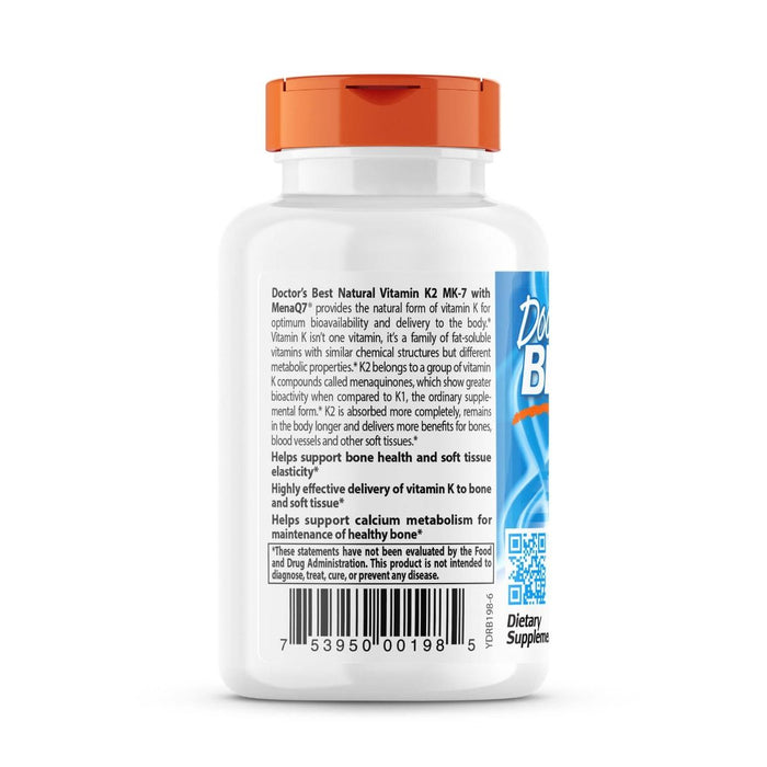 Doctor's Best Natural Vitamin K2 MK-7 with MenaQ7 45 mcg 60 Veggie Capsules | Premium Supplements at MYSUPPLEMENTSHOP