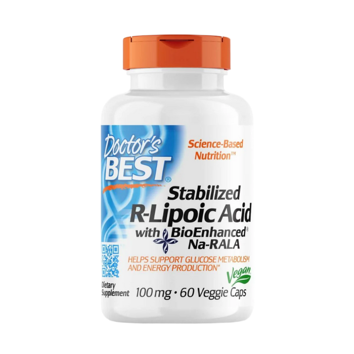 Doctor's Best Stabilized R-Lipoic Acid with BioEnhanced Na-RALA, 100 mg 60 Veggie Capsules