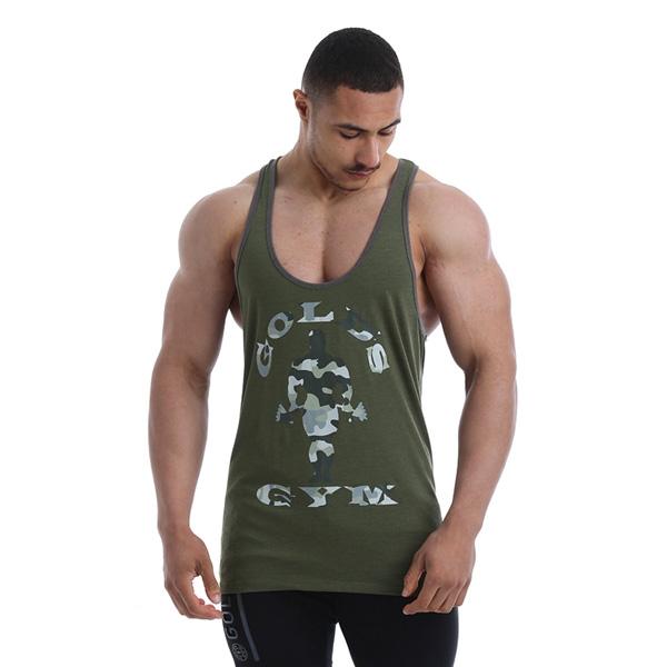 Gold's Gym Camo Logo Classic Stringer - Army Green - Small - Stringer at MySupplementShop by Gold's Gym