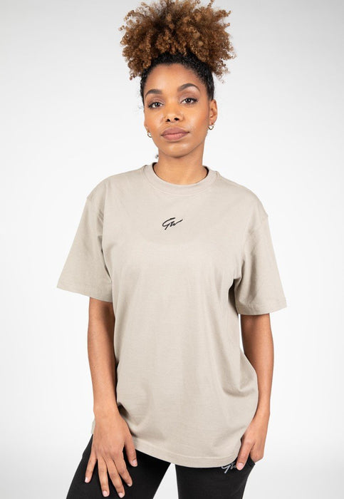 Gorilla Wear Bixby Oversized T-Shirt - Beige - T-Shirt at MySupplementShop by Gorilla Wear