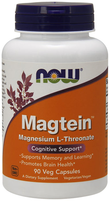 NOW Foods Magtein Magnesium L-Threonate - 90 vcaps | High-Quality Magnesium | MySupplementShop.co.uk