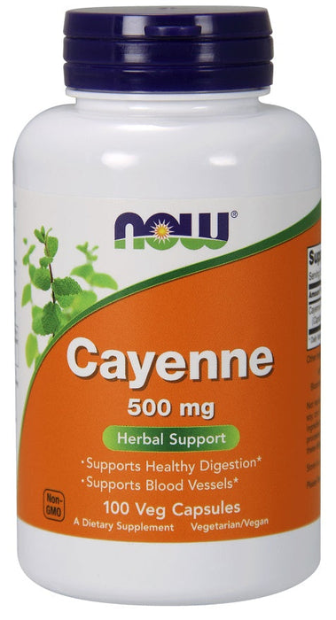 NOW Foods Cayenne, 500mg - 100 vcaps | High-Quality Health and Wellbeing | MySupplementShop.co.uk