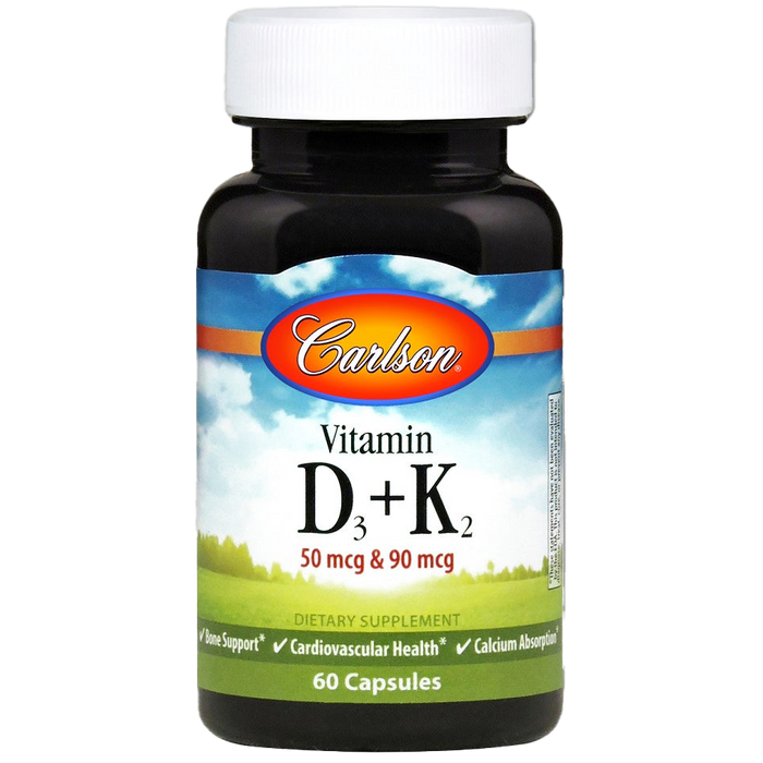 Carlson Labs Vitamin D3 + K2 – 60 Kapseln