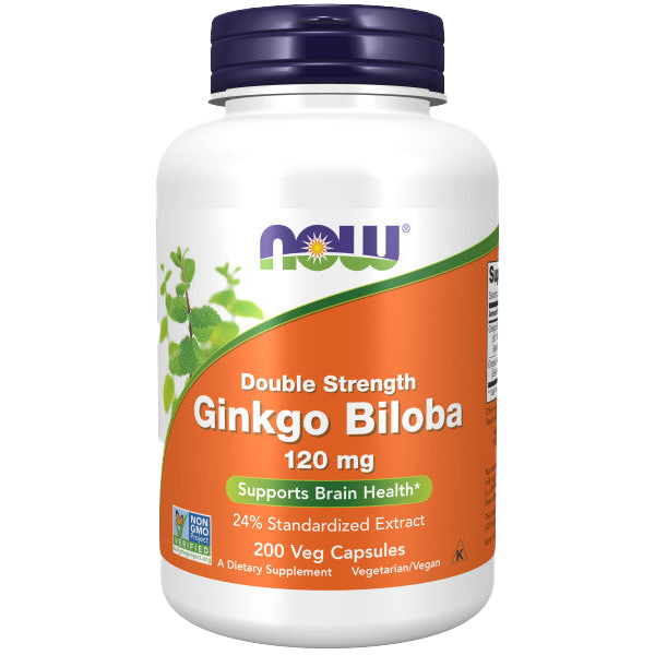 NOW Foods Ginkgo Biloba doppelte Stärke, 120 mg – 200 Kapseln