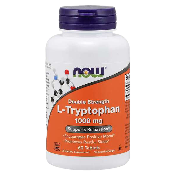 NOW Foods L-Tryptophan, 1000 mg doppelte Stärke – 60 Tabletten