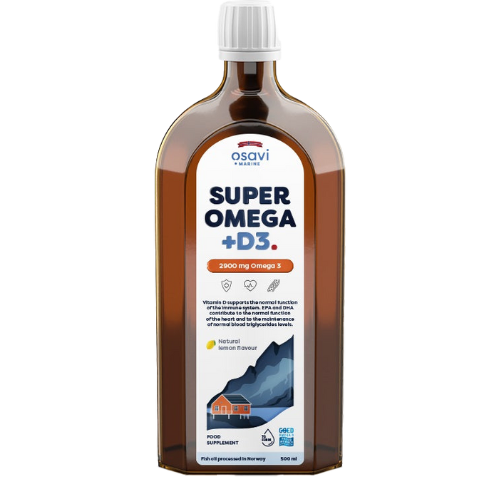 Super Omega + D3, 2900 mg Omega 3 (Zitrone) – 500 ml.