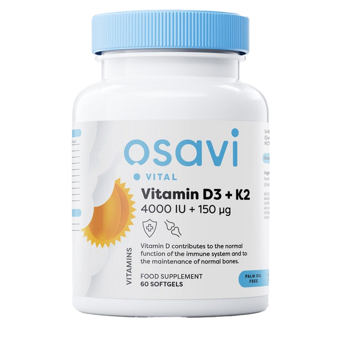 Osavi Vitamin D3 + K2, 4000IU + 150mcg - 60 softgels