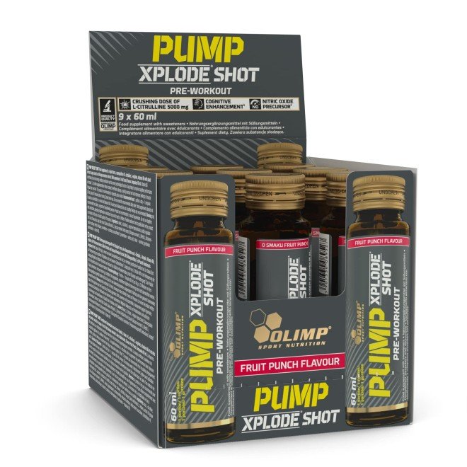 Pump Xplode Shot, Fruit Punch - 9 x 60 ml. - Default Title - Nitric Oxide Boosters at MySupplementShop by Olimp Nutrition