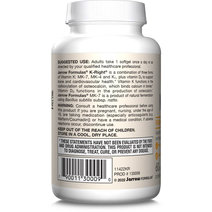 Jarrow Formulas K-Right 60 Softgels | Premium Supplements at MYSUPPLEMENTSHOP