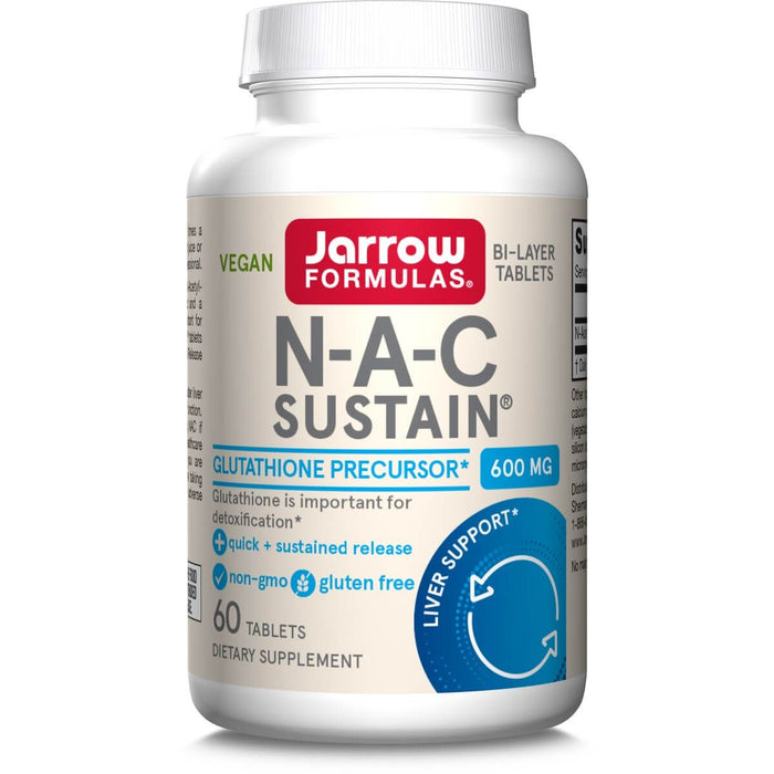 Jarrow Formulas N-A-C (N-Acetyl-L-Cysteine) Sustain 600mg 60 Tablets - Amino Acids and BCAAs at MySupplementShop by Jarrow Formulas