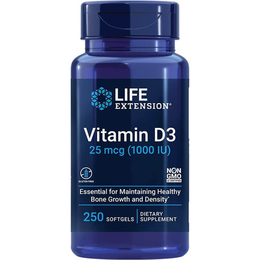 Life Extension Vitamin D3 25 mcg (1000 IU) 250 Softgels - Vitamins & Minerals at MySupplementShop by Life Extension