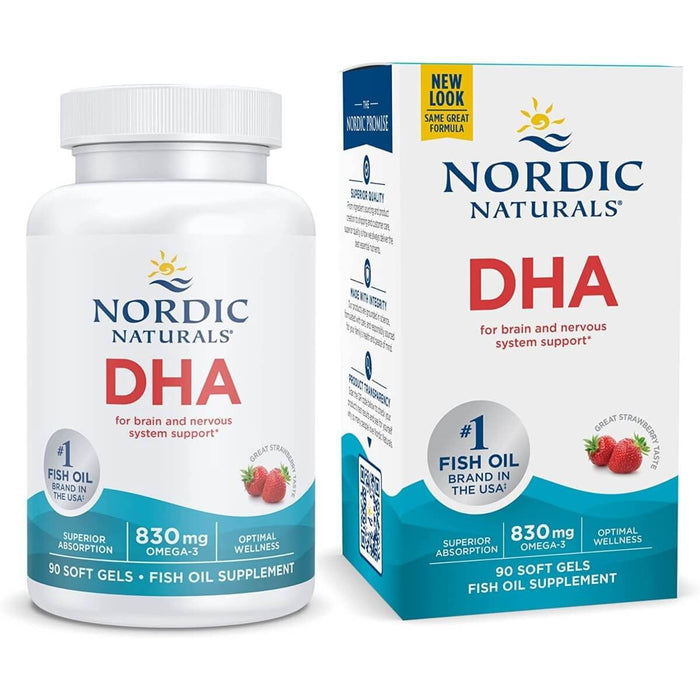 Nordic Naturals DHA 830mg 90 Softgels (Strawberry) - Omegas, EFAs, CLA, Oils at MySupplementShop by Nordic Naturals