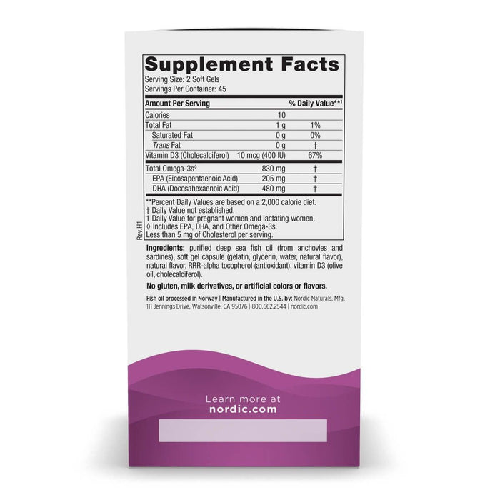 Nordic Naturals Prenatal DHA Omega-3 830mg with Vitamin D3 90 Softgels | Premium Supplements at MYSUPPLEMENTSHOP