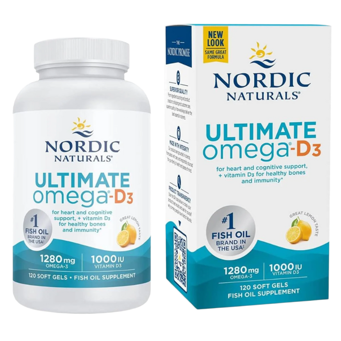 Nordic Naturals Ultimate Omega-D3, 1280 mg Zitrone – 120 Solfgels