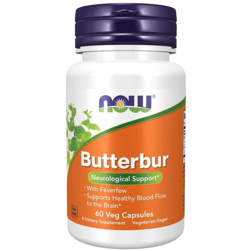 NOW Foods Butterbur with Feverfew 60 Veg Capsules | Premium Supplements at MYSUPPLEMENTSHOP