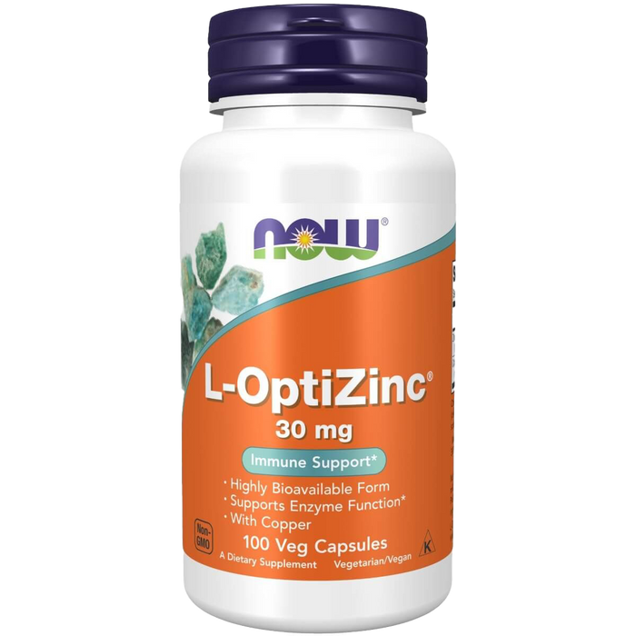 NOW Foods L-OptiZinc 30 mg 100 Veg Capsules