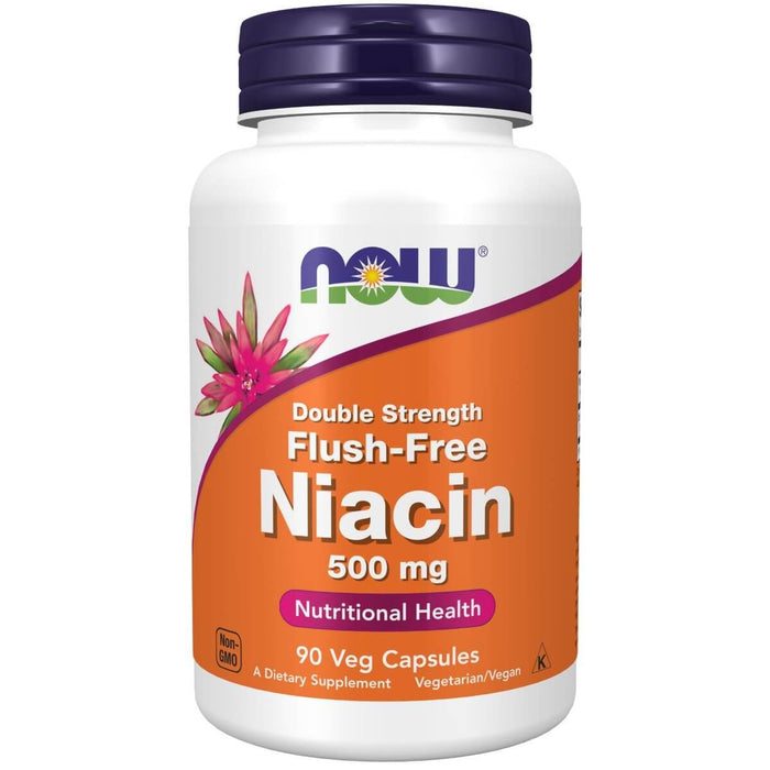 NOW Foods Niacin 500mg, Double Strength Flush-Free 90 Veg Capsules - Vitamins & Minerals at MySupplementShop by NOW Foods