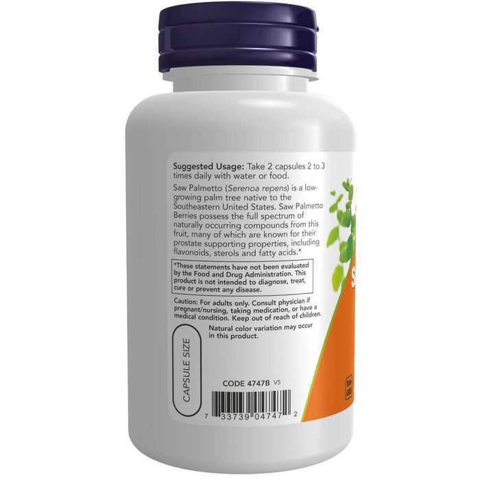 NOW Foods Saw Palmetto Berries 550 mg 100 Veg Capsules | Premium Supplements at MYSUPPLEMENTSHOP
