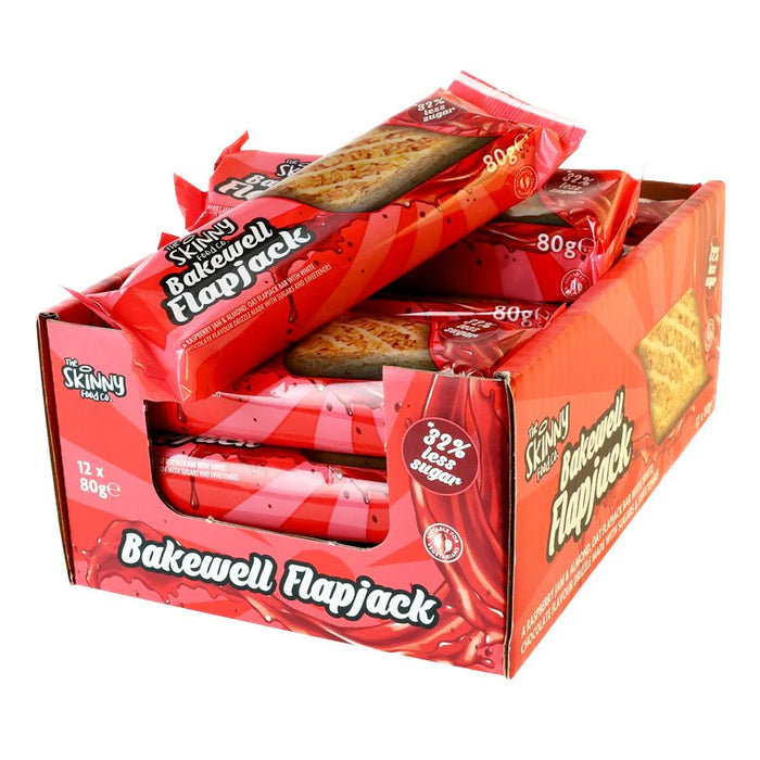 The Skinny Food Co Reduced Sugar Flapjacks 12x80g - Bakewell - Sports Nutrition at MySupplementShop by The Skinny Food Co