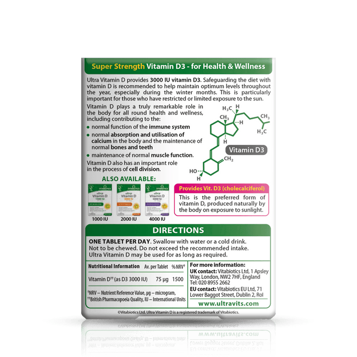 Vitabiotics Ultra Vitamin D 3000 IU Super Strength 96 Mini Tablets
