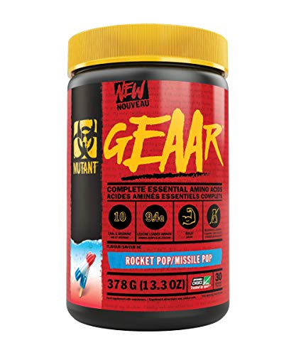 MUTANT GEAAR | 9.4g of EAA Powder + Arginine 7g BCAAs 4g Leucine Electrolytes Coconut Water No Artificial Colours or Flavours | 30 Servings | Rocket Pop | 378g | High-Quality BCAAs | MySupplementShop.co.uk