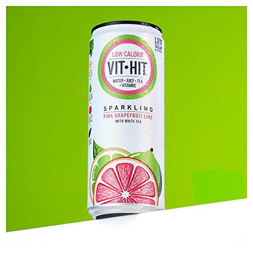 Vit-Hit Sparkling - Pink Grapefruit & Lime White Tea Vitamin Drink (330ml x 12 Cans) - Health Foods at MySupplementShop by Vit-Hit