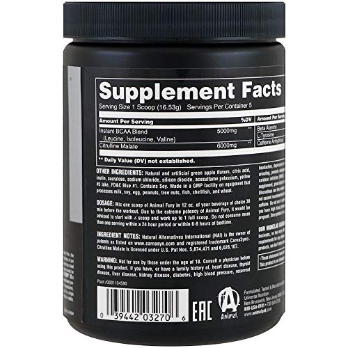 Universal Nutrition Animal Fury Supplement 82 g Green Apple - Pre &amp; Post Workout at MySupplementShop by Universal Nutrition