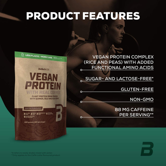 BioTechUSA Vegan Protein, Coffee - 500g | High-Quality Protein Blends | MySupplementShop.co.uk