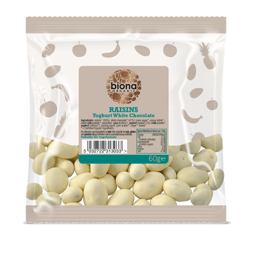 Biona Organic White Chocolate Raisins 60g | High-Quality Health Foods | MySupplementShop.co.uk