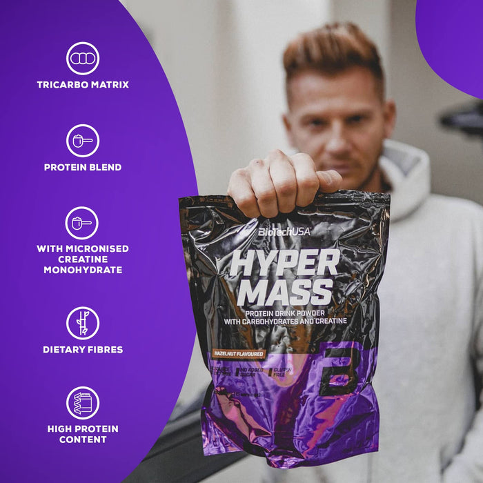 BioTechUSA Hyper Mass, Strawberry - 1000 grams | High-Quality Weight Gainers & Carbs | MySupplementShop.co.uk