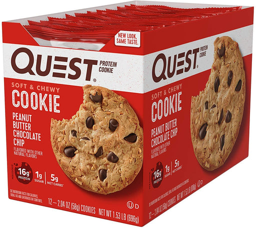 Quest Nutrition Cookie 12x59g Peanut Butter Chocolate Chip | High-Quality Nutrition Bars | MySupplementShop.co.uk