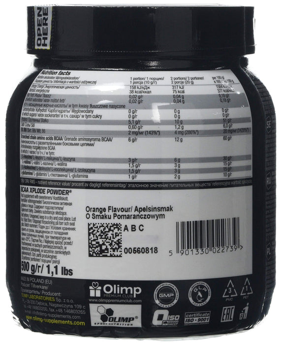 Olimp Nutrition BCAA Xplode, Orange - 500 grams | High-Quality Amino Acids and BCAAs | MySupplementShop.co.uk