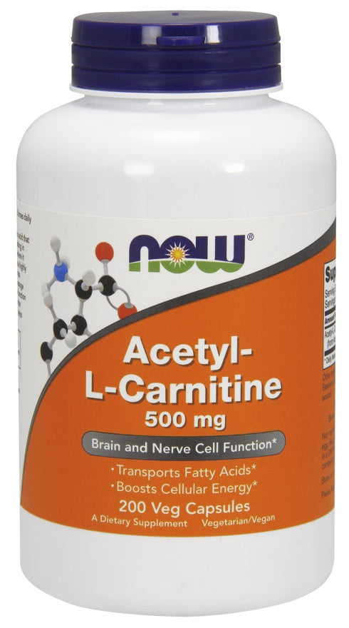 NOW Foods Acetyl-L-Carnitine, 500mg - 200 vcaps | High-Quality Amino Acids and BCAAs | MySupplementShop.co.uk
