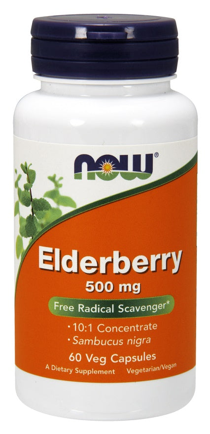 NOW Foods Elderberry, 500mg - 60 vcaps | High-Quality Sports Supplements | MySupplementShop.co.uk