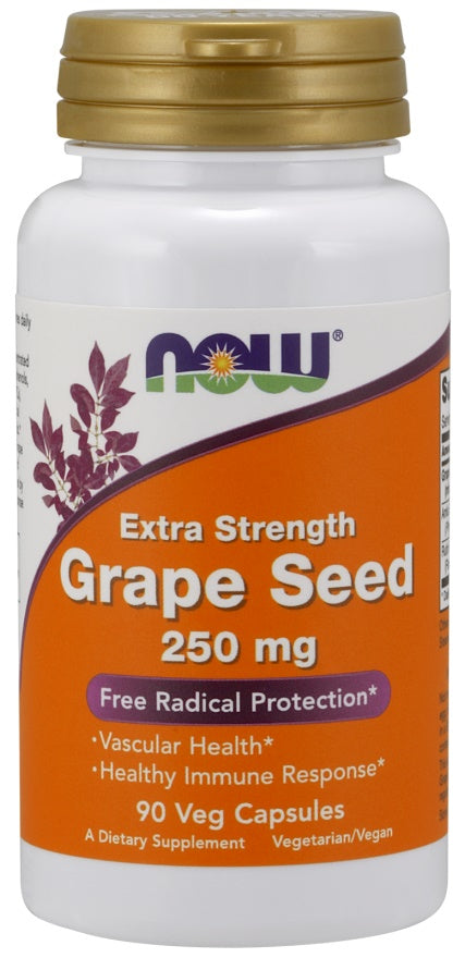 NOW Foods Grape Seed, 250mg Extra Strength - 90 vcaps | High-Quality Health and Wellbeing | MySupplementShop.co.uk