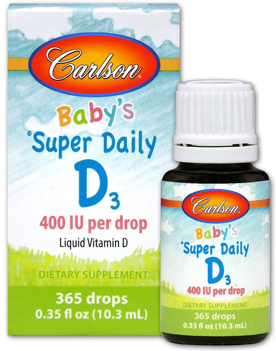 Carlson Labs Baby's Super Daily D3, 400 IU - 10 ml. - Health and Wellbeing at MySupplementShop by Carlson Labs