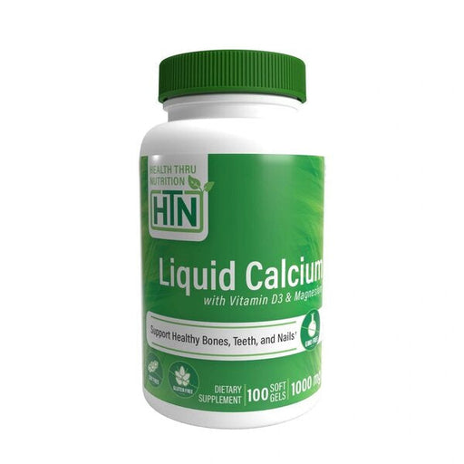 Health Thru Nutrition Liquid Calcium with Vitamin D3 & Magnesium - 100 softgels | High-Quality Sports Supplements | MySupplementShop.co.uk